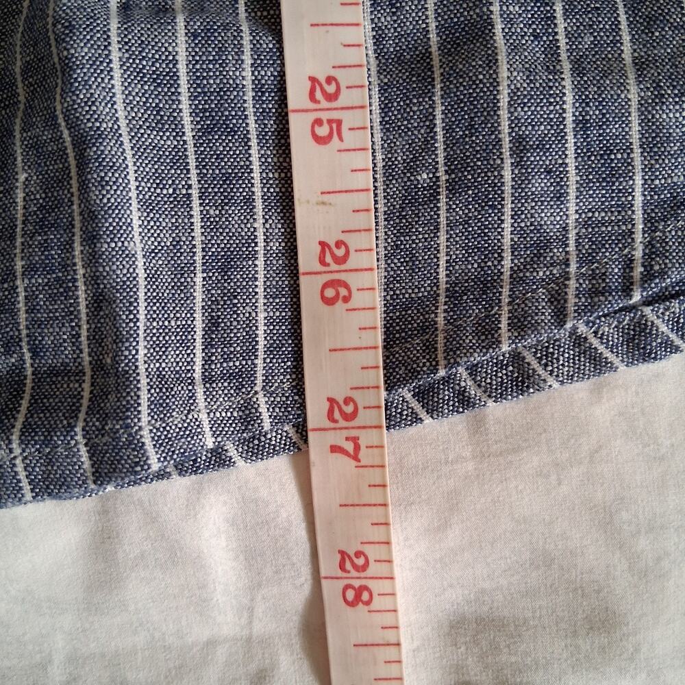Quince Blue 100% euro linen chambray striped button up blouse women's Large NWT - Picture 6 of 9
